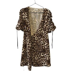 Leopard Print Wrap Mini Dress
